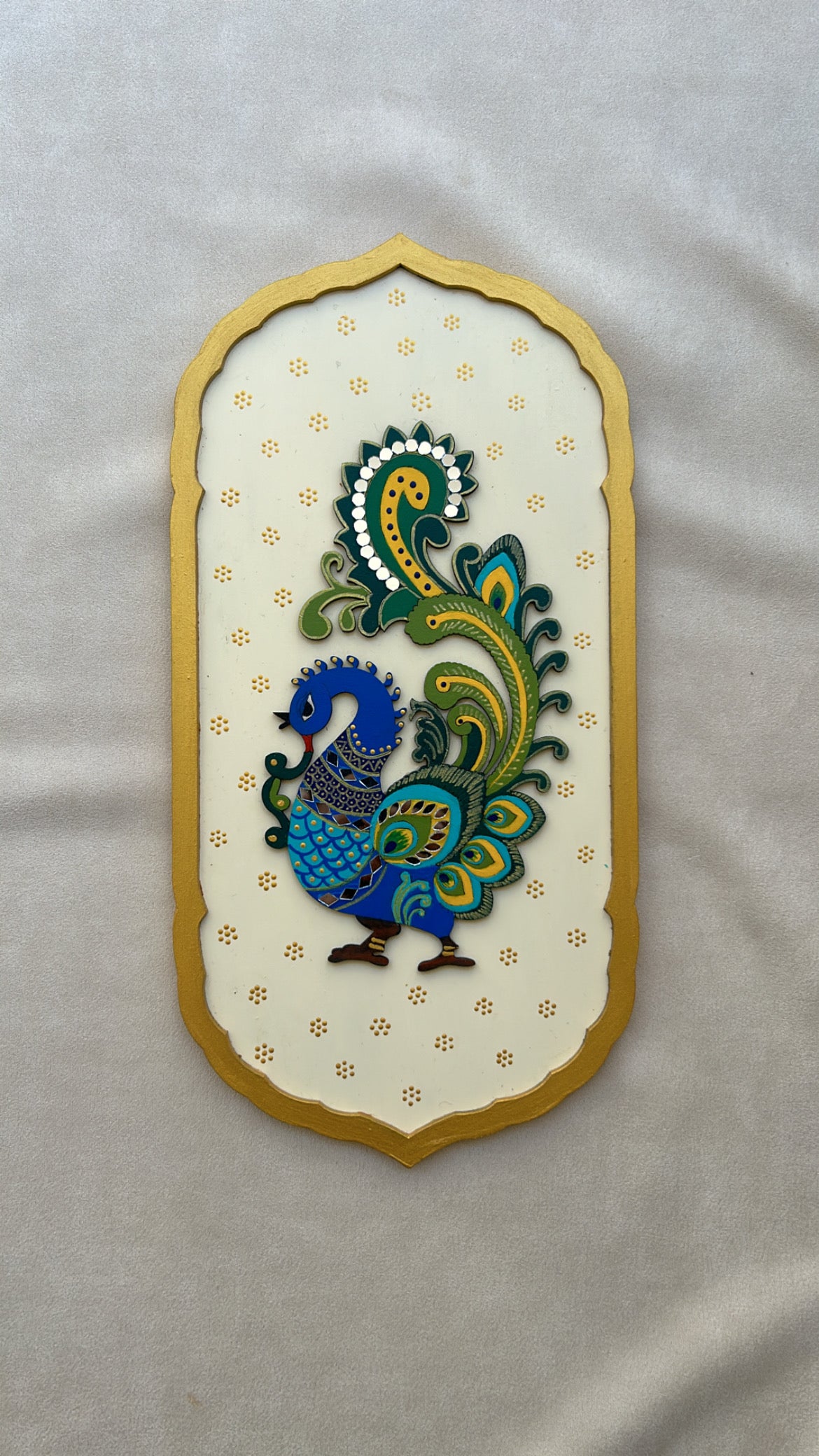Hand-Painted Peacock Theme MDF Wood Wall Decor
