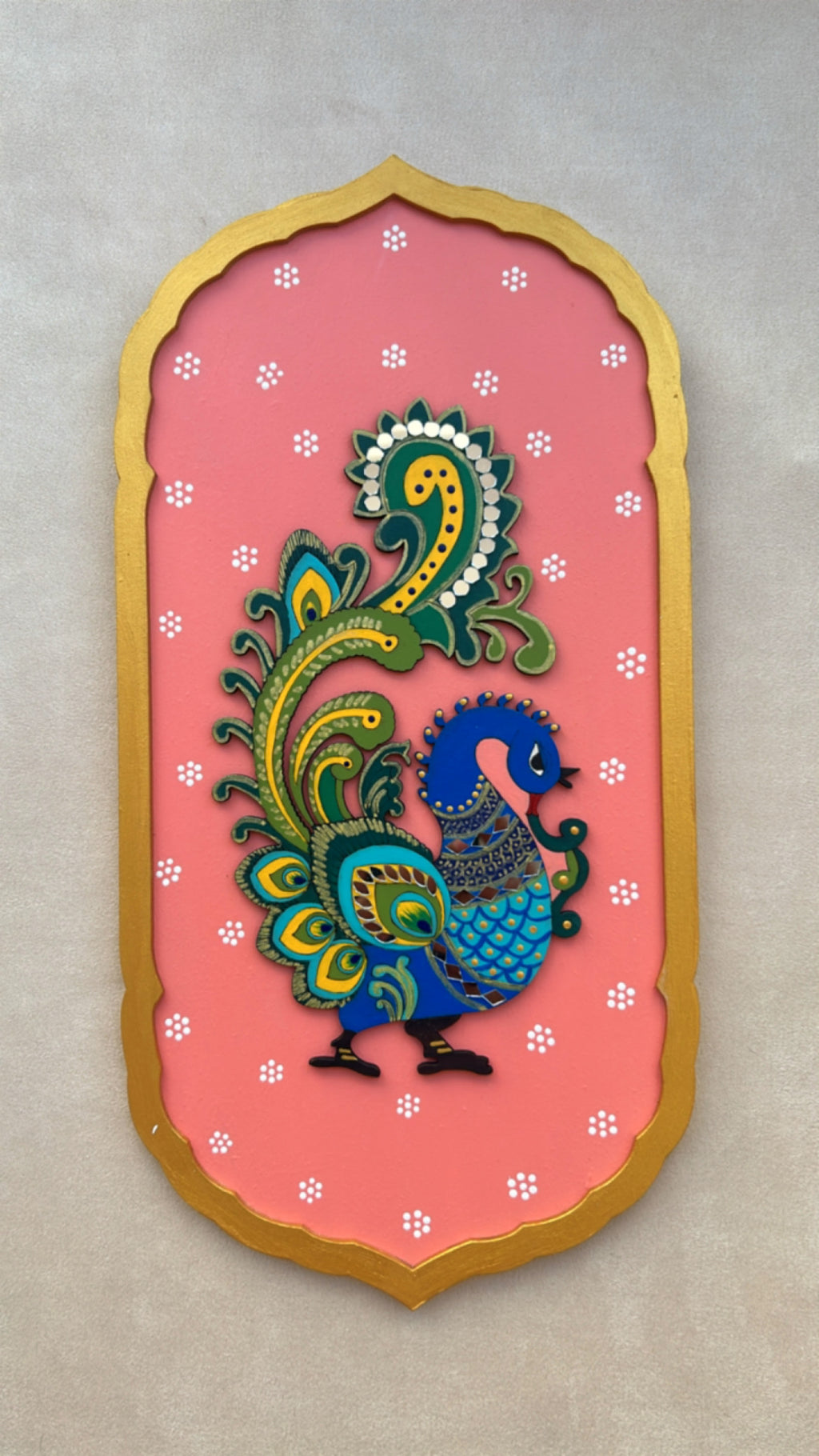 Hand-Painted Peacock Theme MDF Wood Wall Decor