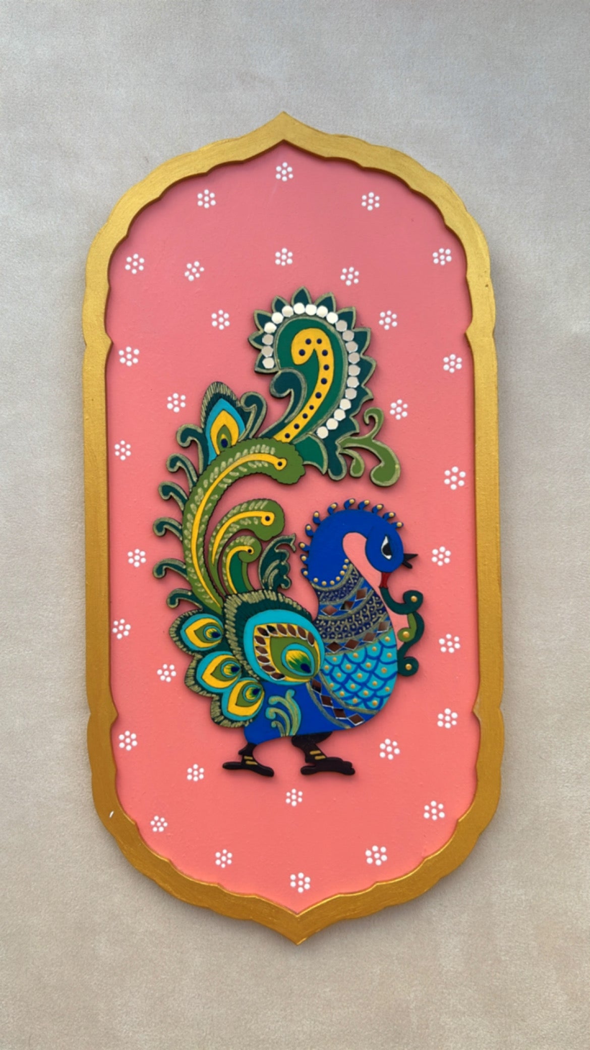 Hand-Painted Peacock Theme MDF Wood Wall Decor